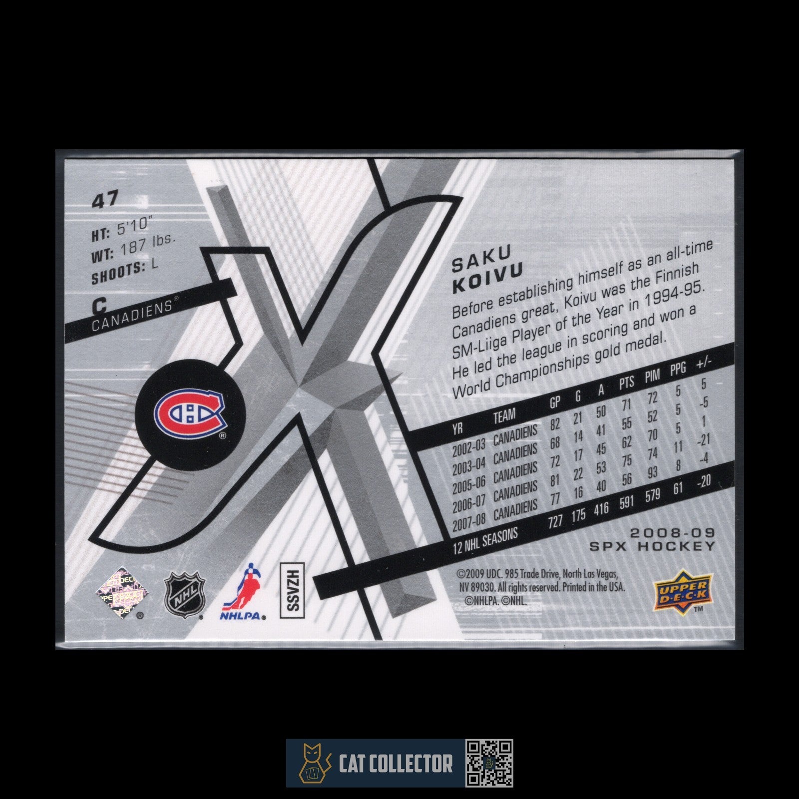 2008-09 UD SPx SAKU KOIVU #47 Montreal Canadiens