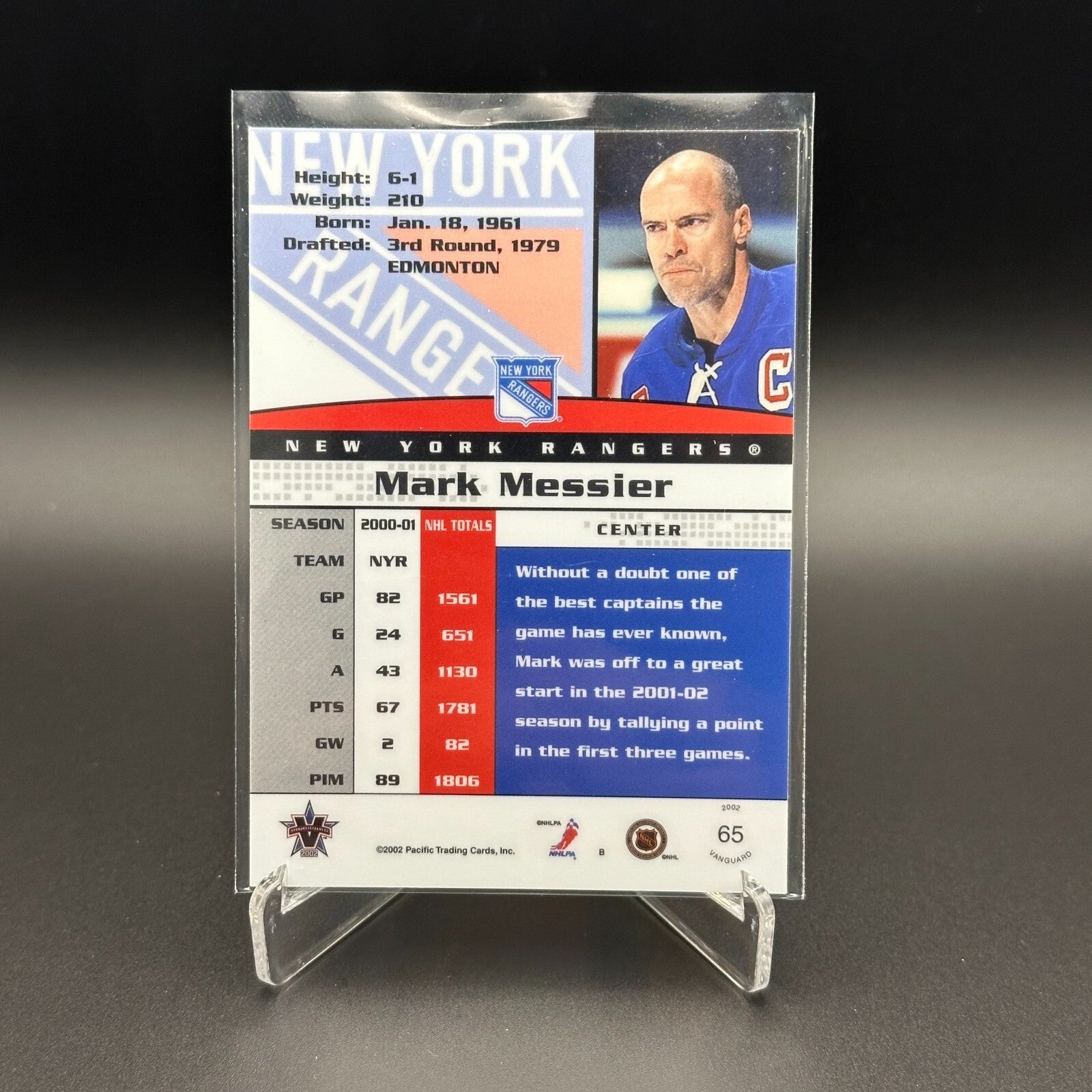 2002-03 Pacific Vanguard MARK MESSIER #65 Red 67/89 - New York Rangers