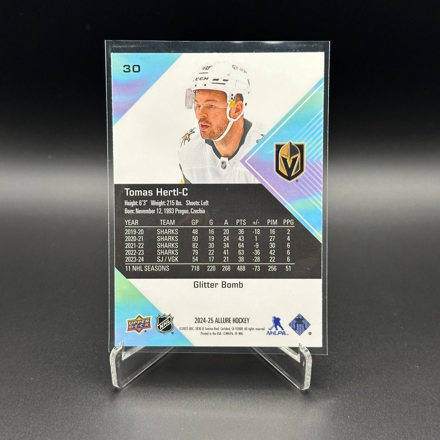 2024-25 UD Allure TOMAS HERTL #30 Glitter Bomb - Vegas Golden Knights