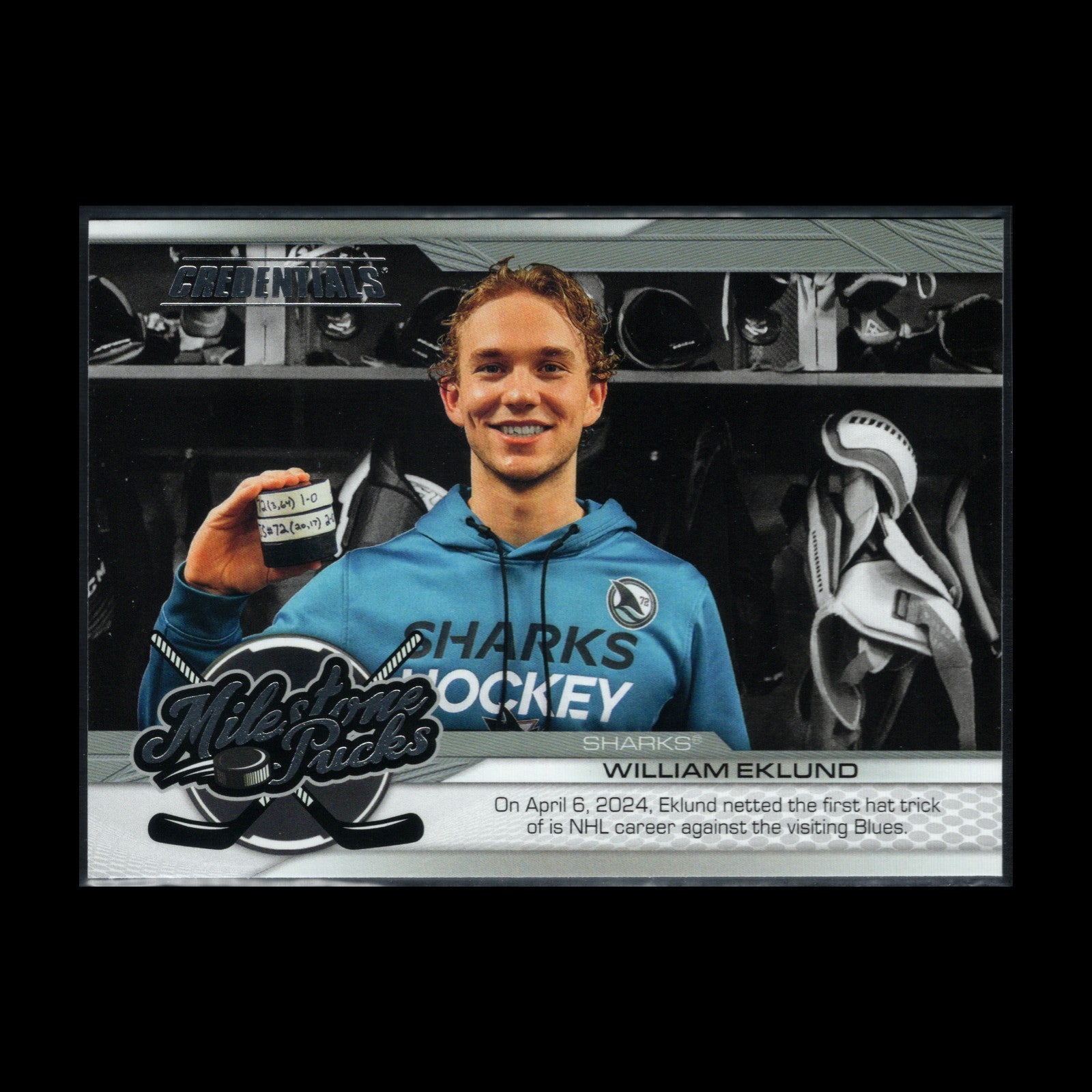 2024-25 UD Credentials WILLIAM EKLUND #MP-WE Milestone Pucks