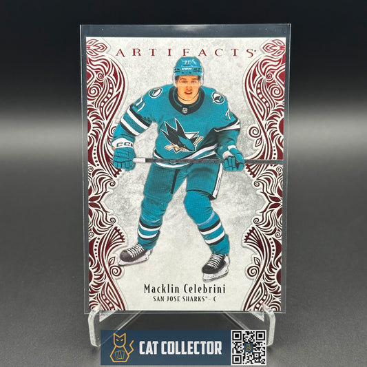 2025-26 UD Artifacts MACKLIN CELEBRINI #42 Ruby Red /599 - San Jose Sharks