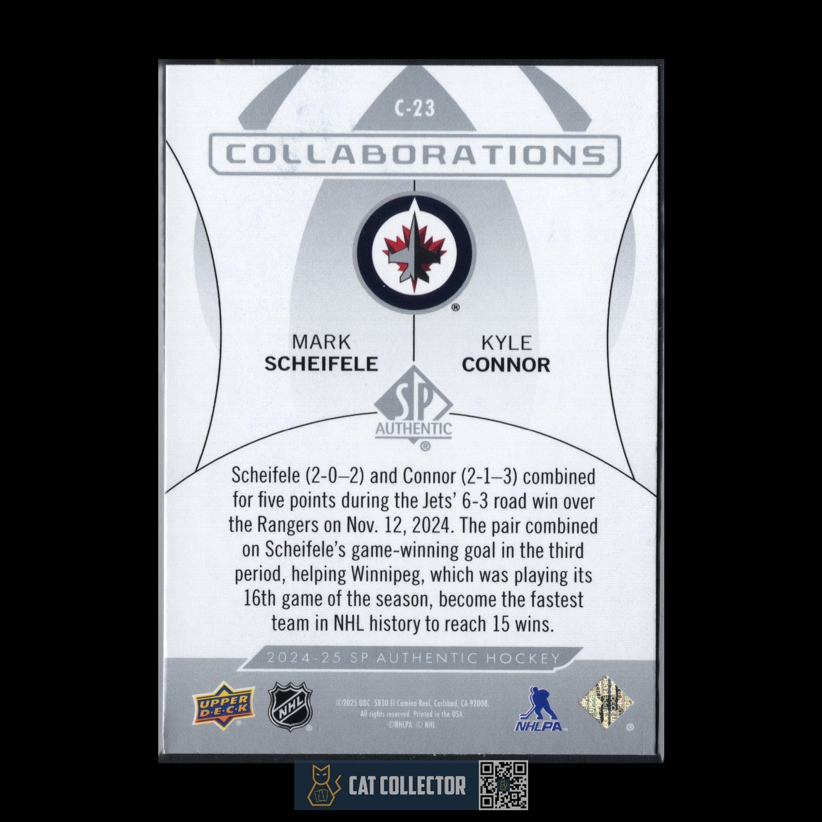 2024-25 UD SP Authentic MARK SCHEIFELE / KYLE CONNOR #C-23 Collaborations