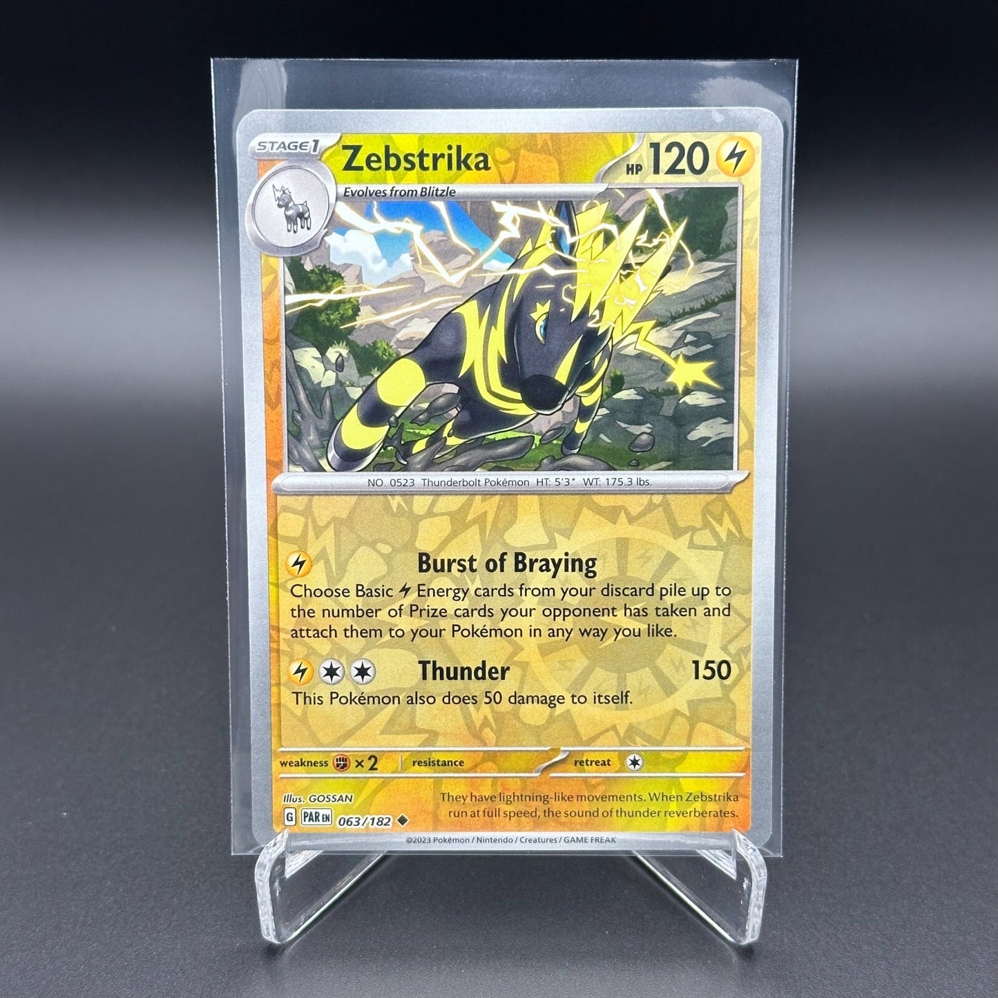 2024 Pokemon TCG Paradox Rift ZEBSTRIKA #63/182 Reverse Holo