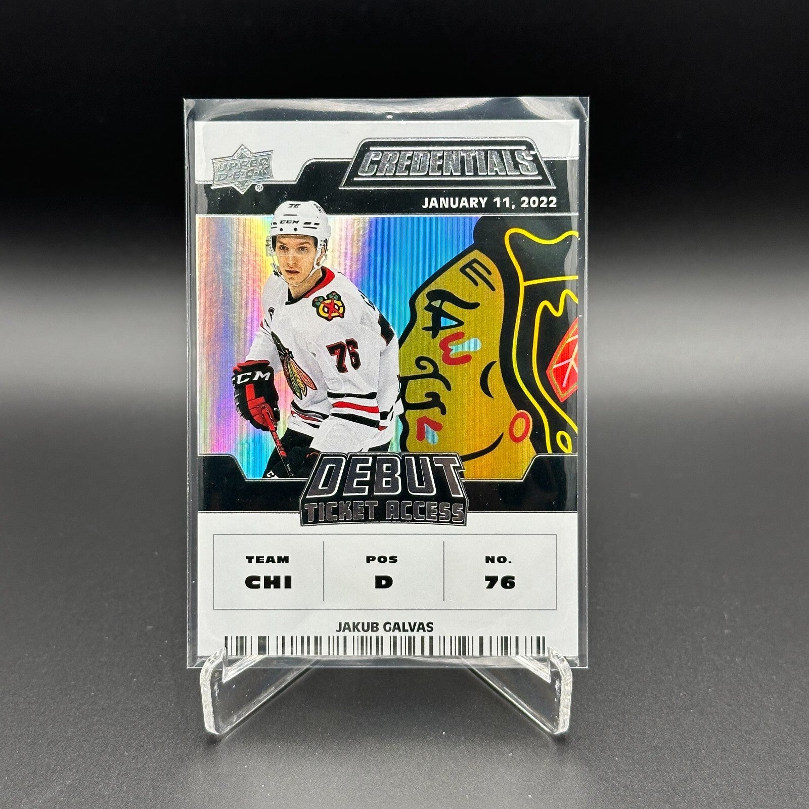 2022-23 UD Credentials JAKUB GALVAS #111 Debut Ticket Access RC 599/999