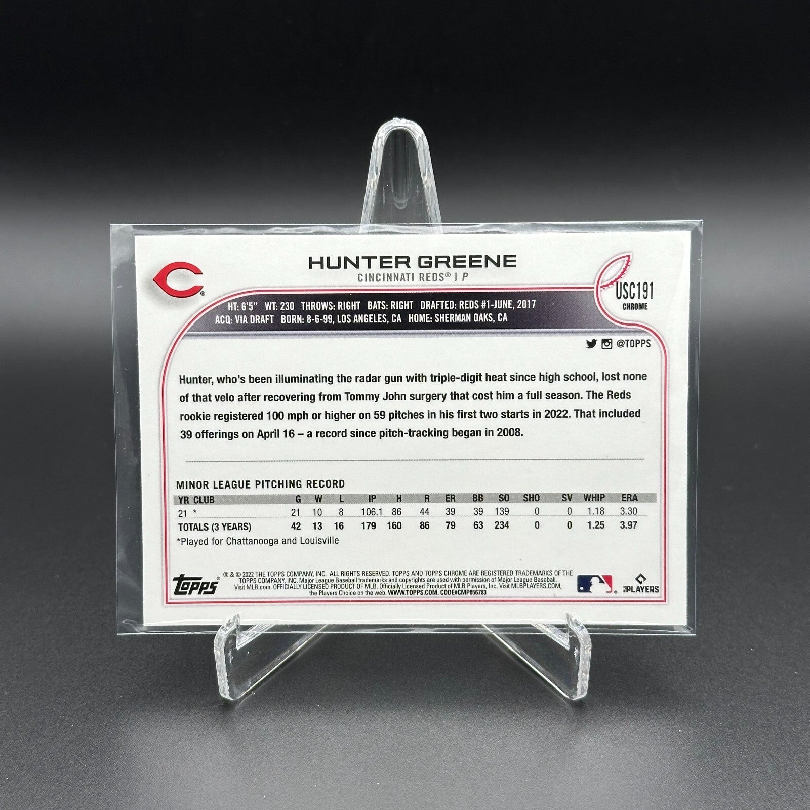 2022 Topps Chrome Updated Series HUNTER GREENE #USC191 RC