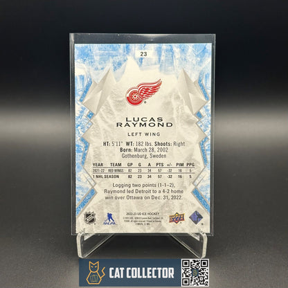 2022-23 UD Ice LUCAS RAYMOND #23 Green - Detroit Red Wings