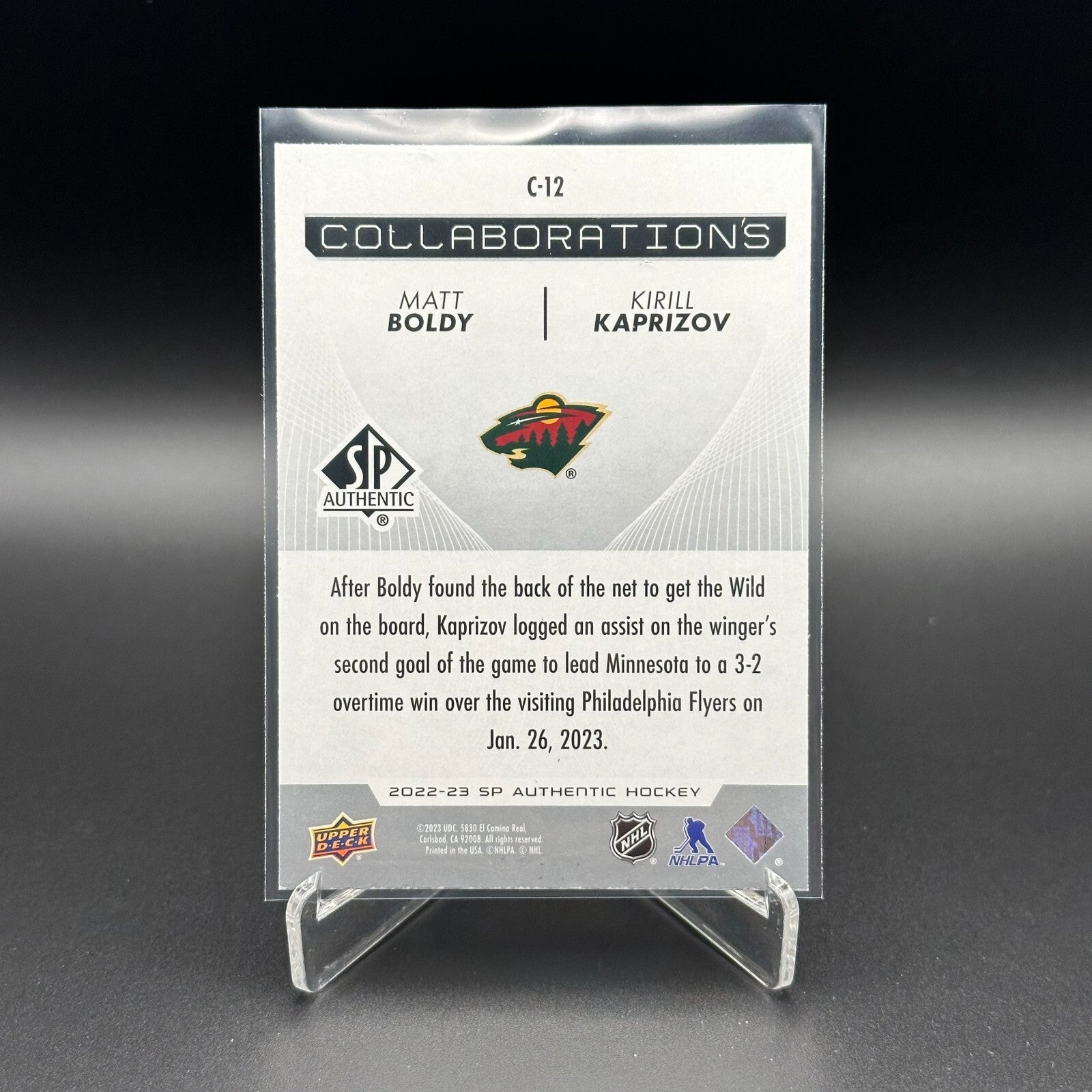 2022-23 UD SP Authentic MATT BOLDY / KIRILL KAPRIZOV #C-12 Collaborations