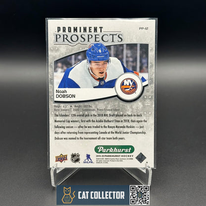 2019 UD Parkhurst NOAH DOBSON #PP-12 Prominent Prospects Rookie RC