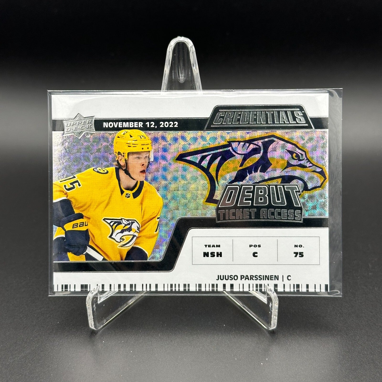 2022-23 UD Credentials JUUSO PARSSINEN #167 Debut Ticket Access RC 710/799