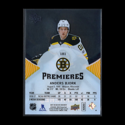 2017-18 UD Ice ANDERS BJORK #181 Ice Premieres Rookie RC /249 - Boston Bruins
