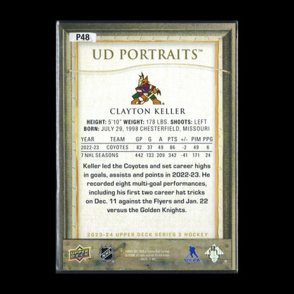 2023-24 UD Series 2 CLAYTON KELLER #P48 UD Portraits - Arizona Coyotes