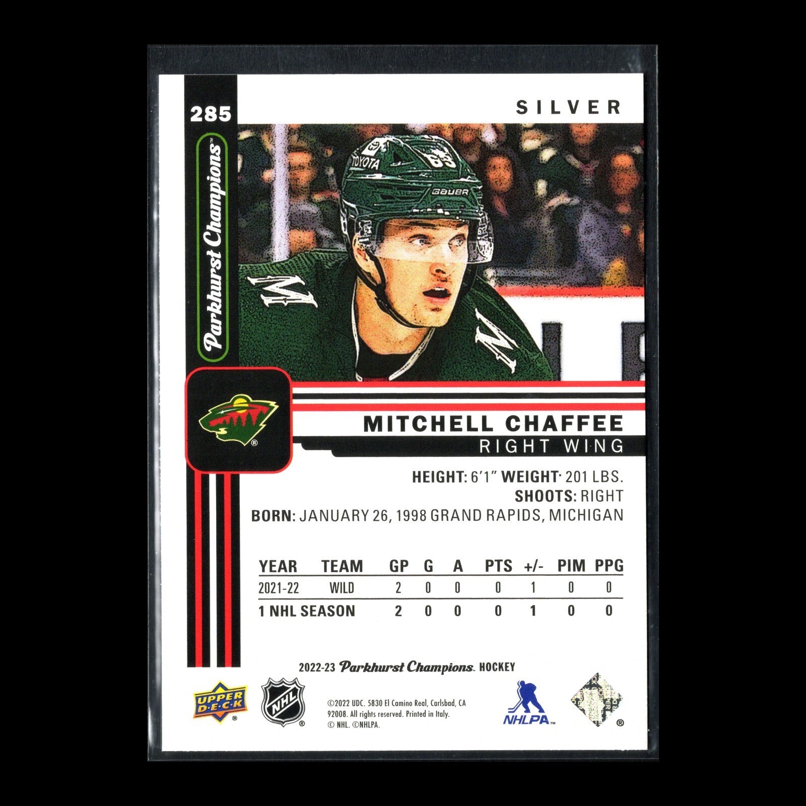 2022-23 UD Parkhurst Champions MITCHELL CHAFFE #281 Silver Rookie