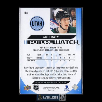 2024-25 UD SP Authentic AKU RATY #158 Future Watch Limited Blue RC /399