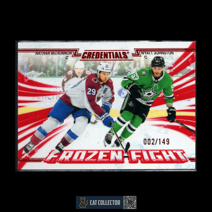 2024-25 UD Credentials N. MACKINNON / W. JOHNSTON #FF-JM Frozen Fight Red /199