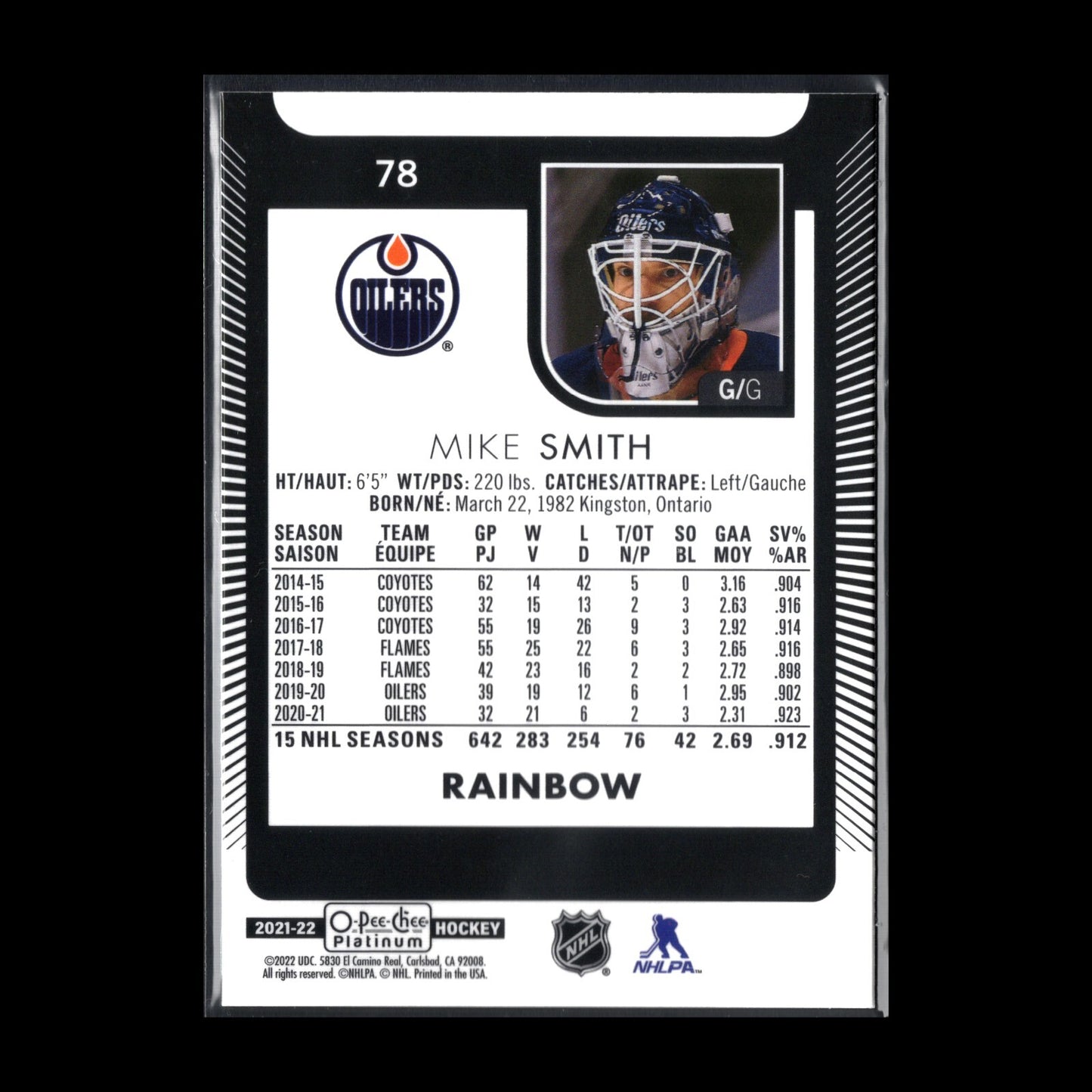 2021-22 O-Pee-Chee Platinum MIKE SMITH #78 Rainbow - Edmonton Oilers