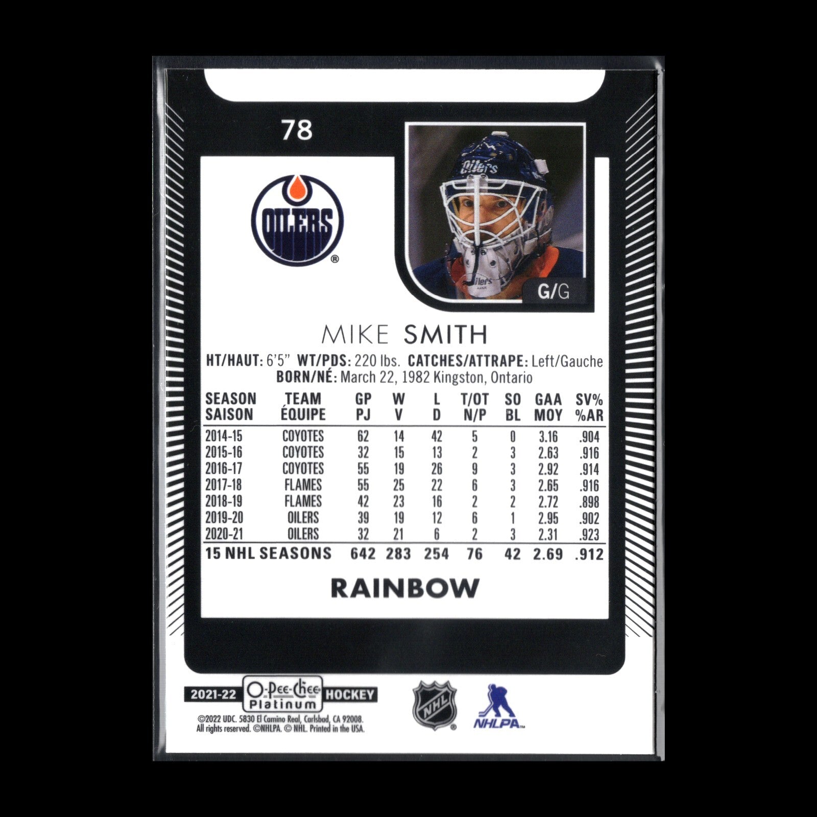 2021-22 O-Pee-Chee Platinum MIKE SMITH #78 Rainbow - Edmonton Oilers