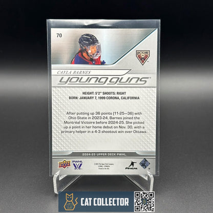 2024-25 UD PWHL CAYLA BARNES #70 Young guns RC Rookie