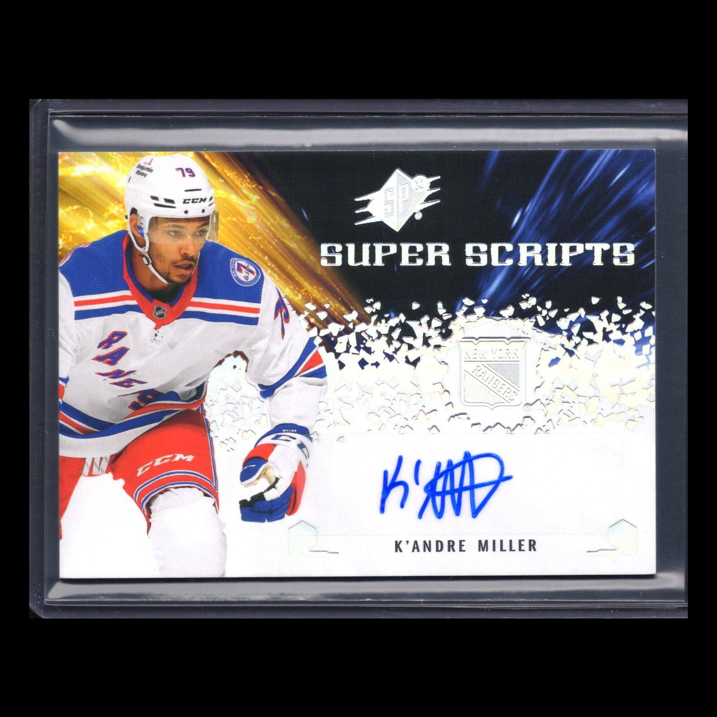2021-22 UD SPx K'ANDRE MILLER #SS-KM Super Scripts Autograph - New York Rangers