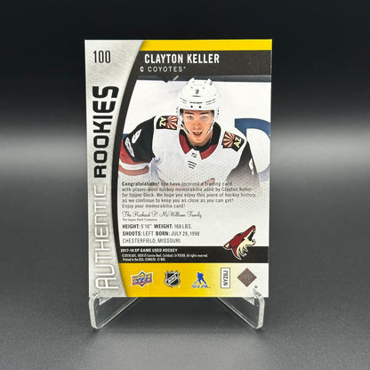 2017-18 UD SP Game Used CLAYTON KELLER #100 Authentic Rookies Jersey RC /399