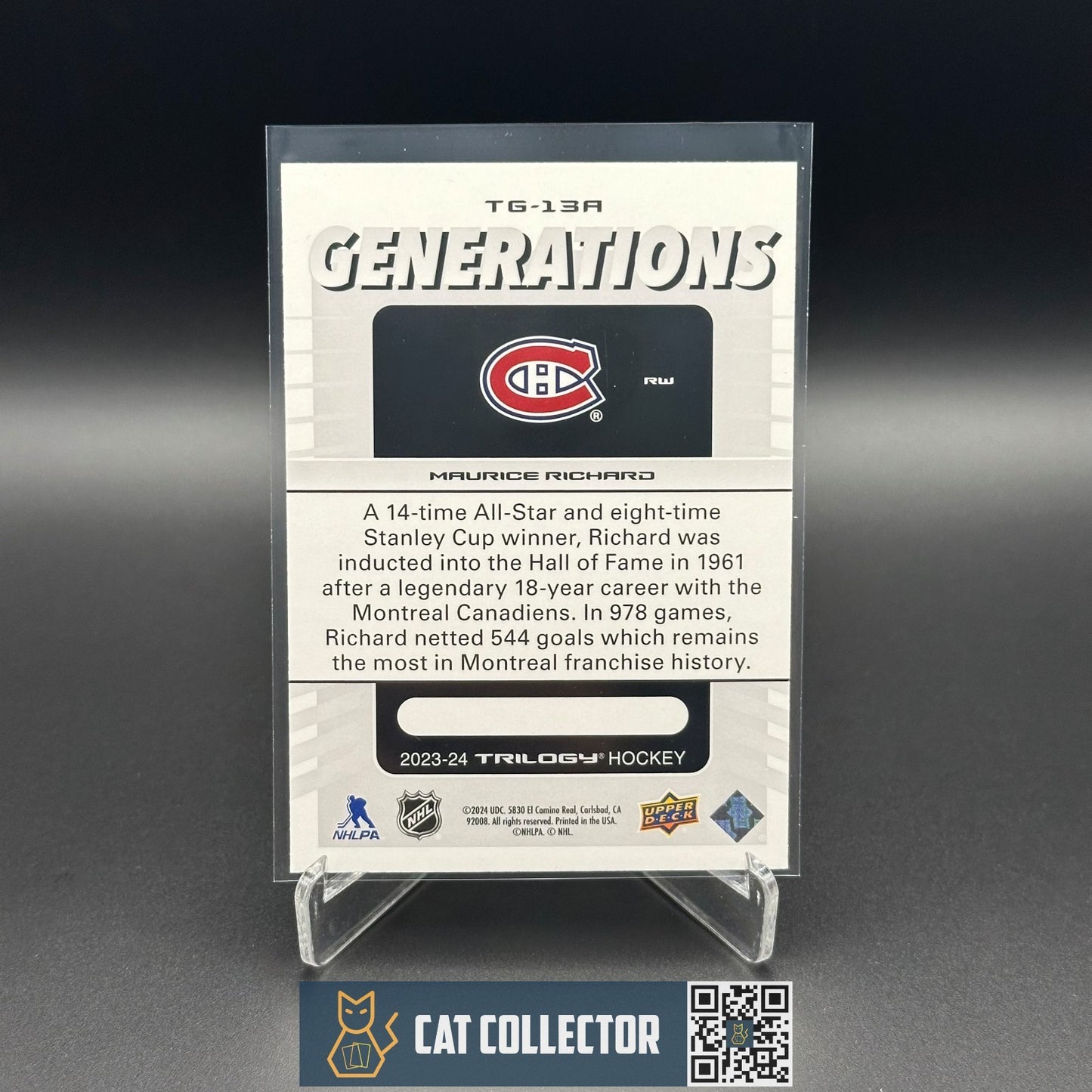 2023-24 UD Trilogy MAURICE RICHARD #TG-13A Generations - Montreal Canadiens