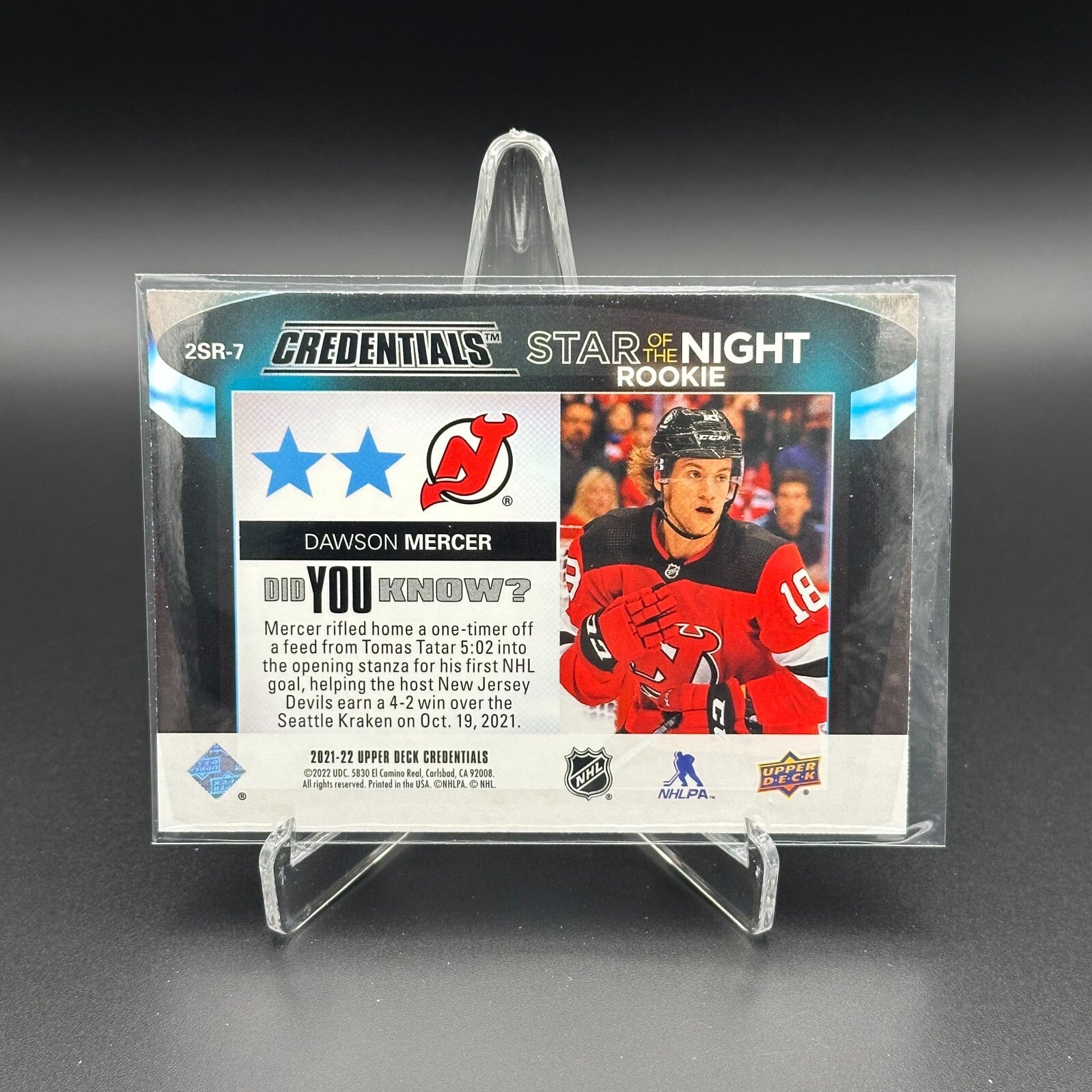 2021-22 UD Credentials DAWSON MERCER #2SR-7 Second Star of the Night Rookie