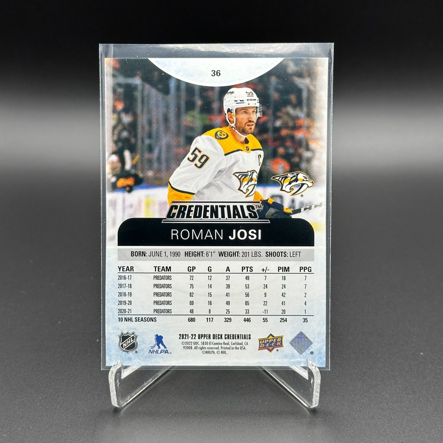 2021-22 UD Credentials ROMAN JOSI #36 Teal parallel 323/399 Nashville Predators