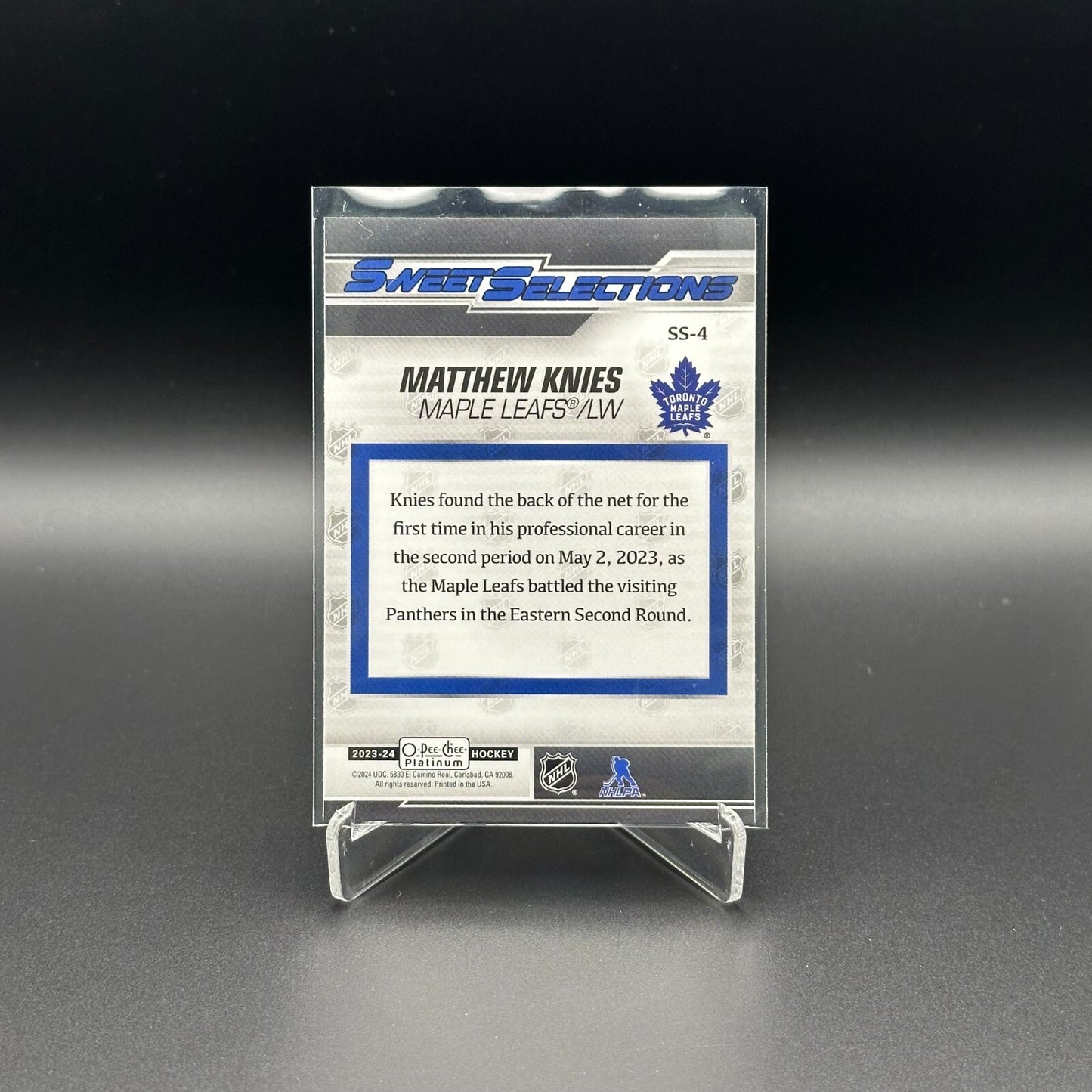 2023-24 O-Pee-Chee Platinum MATTHEW KNIES #SS-4 Seet Selections Rookie RC