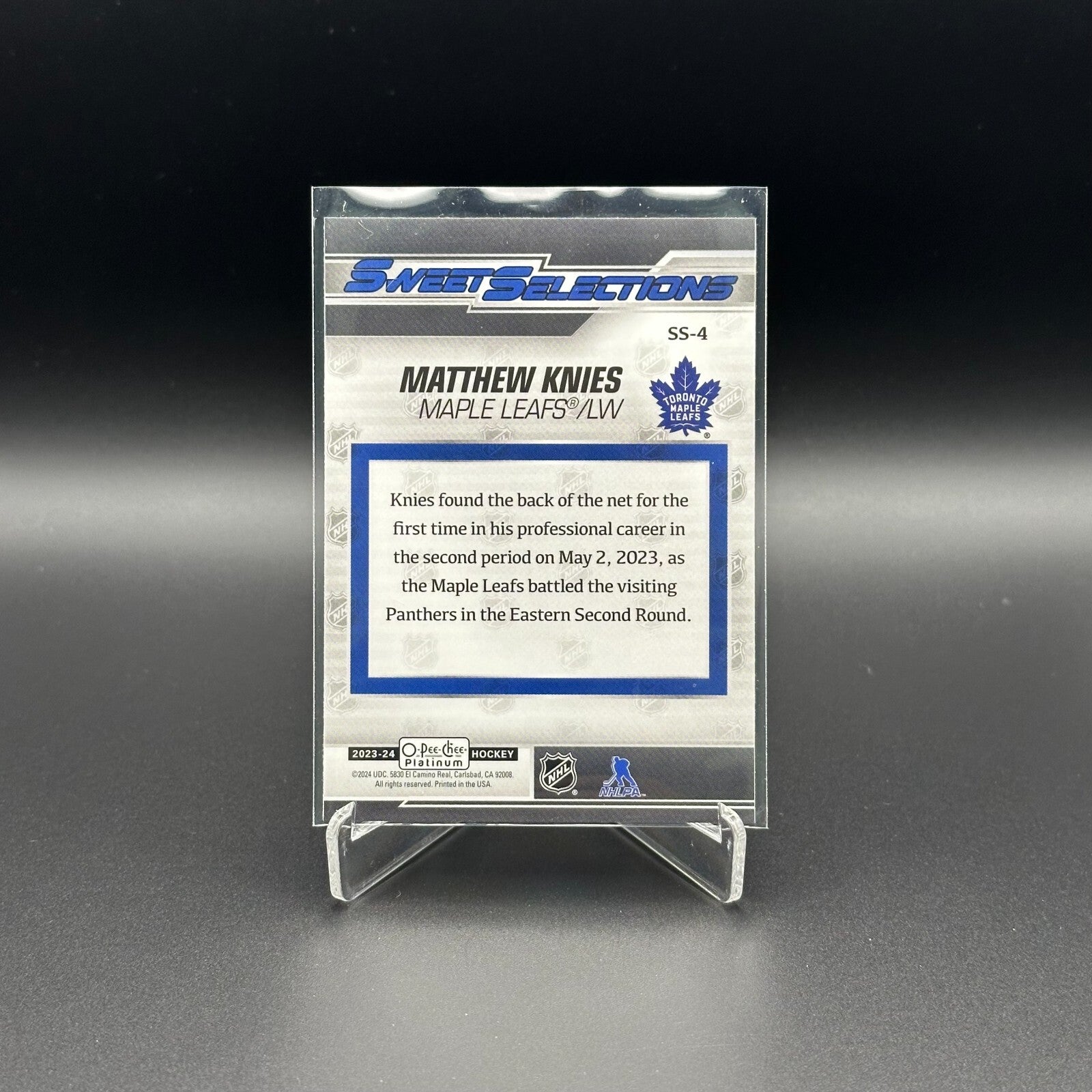 2023-24 O-Pee-Chee Platinum MATTHEW KNIES #SS-4 Seet Selections Rookie RC