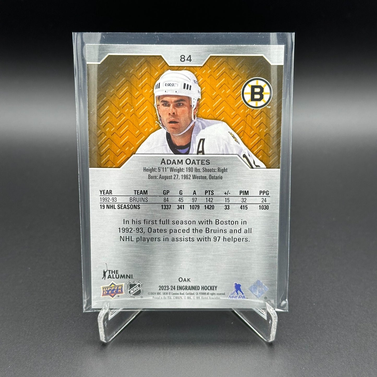 2023-24 UD Engrained ADAM OATES #84 Oak /299 - Boston Bruins
