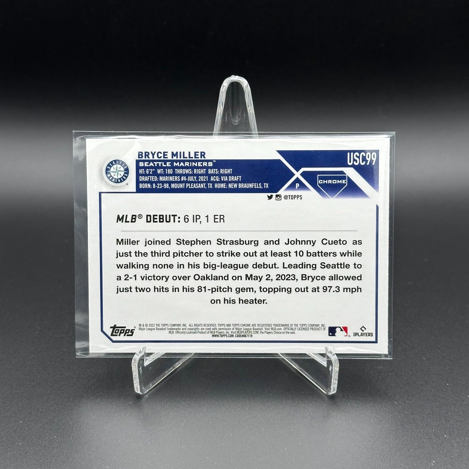 2023 Topps Chrome Updated Series BRYCE MILLER #USC99 Rookie debut RC