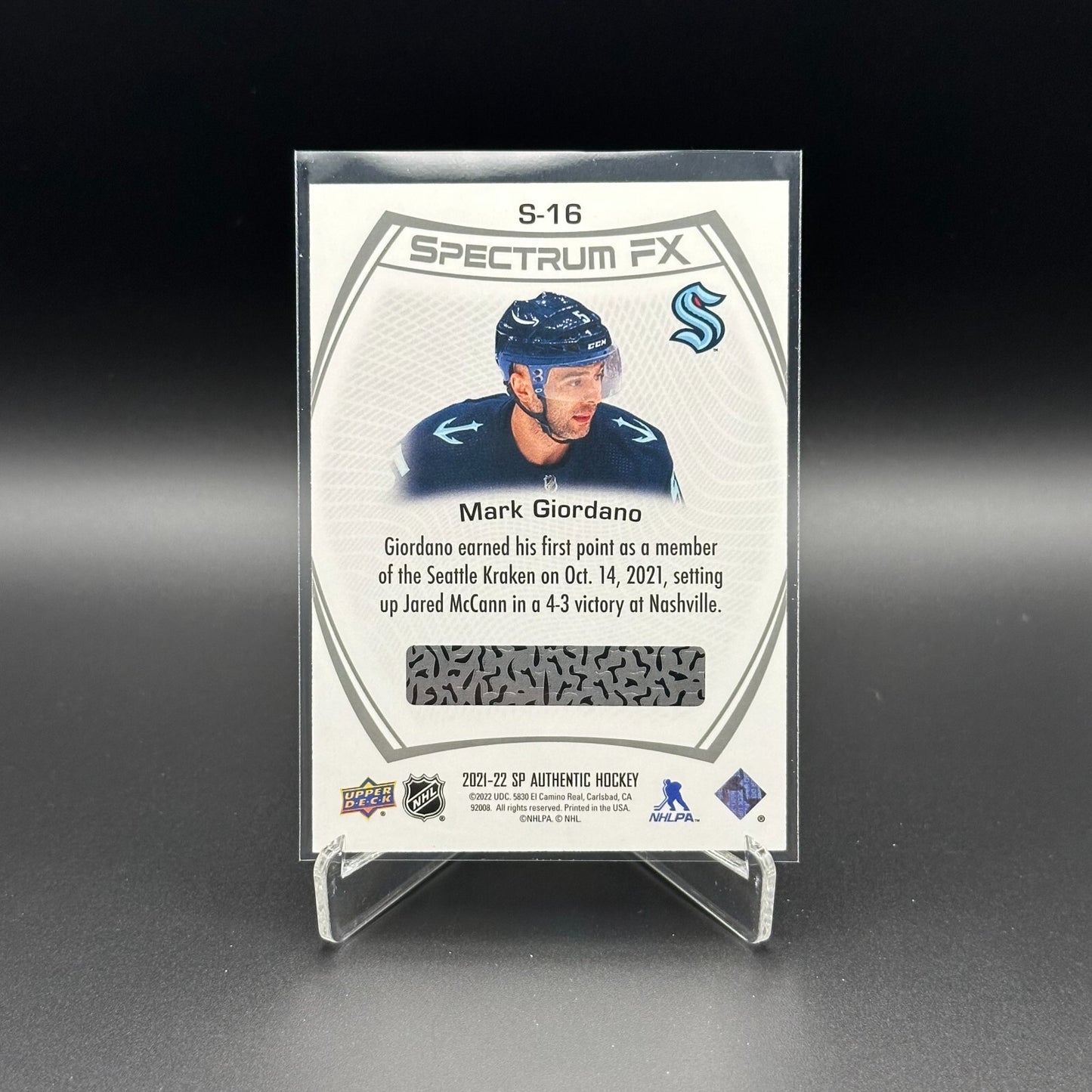 2021-22 UD SP Authentic MARK GIORDANO #S-16 Spectrum FX Bounty Unscratched