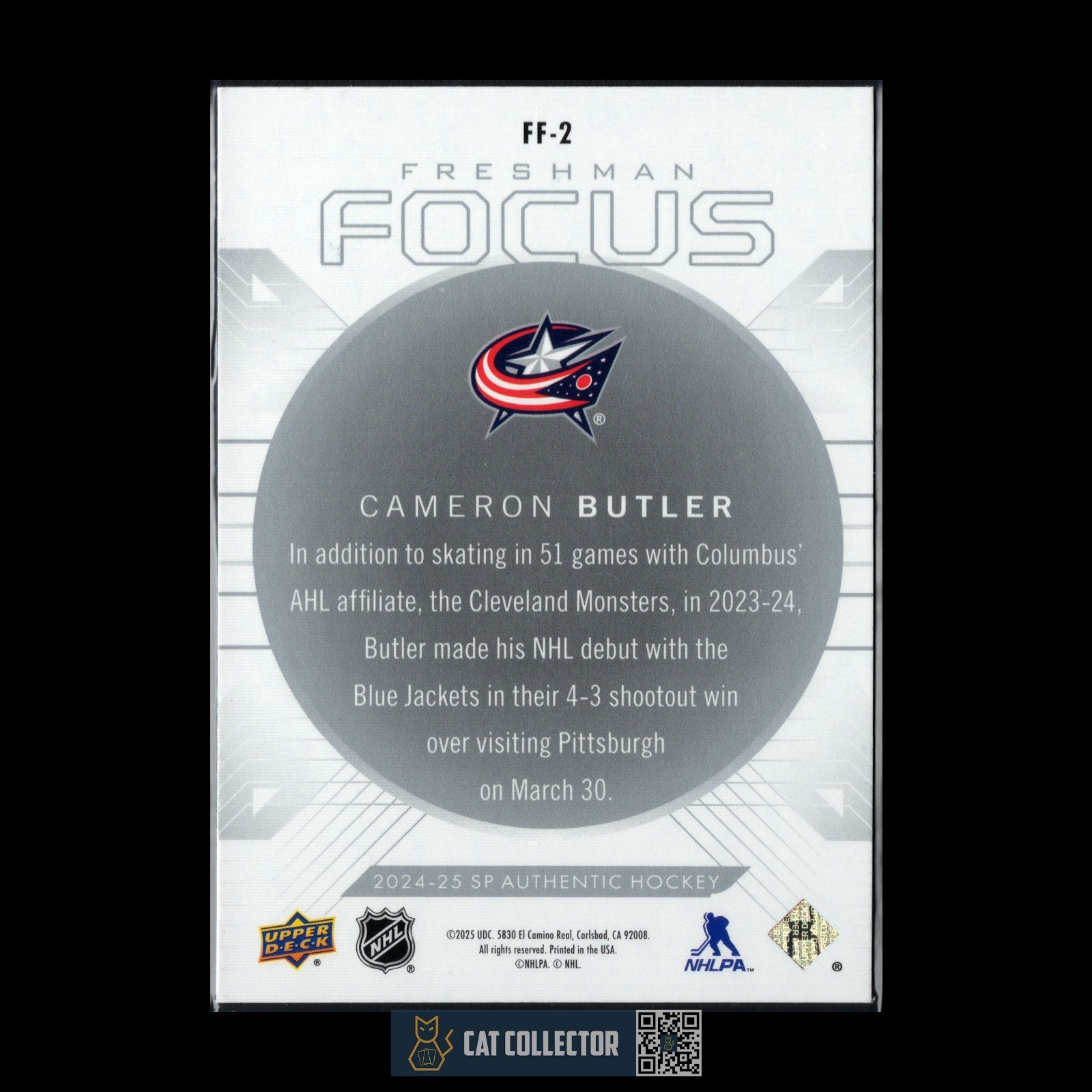 2024-25 UD SP Authentic CAMERON BUTLER #FF-2 Freshman Focus