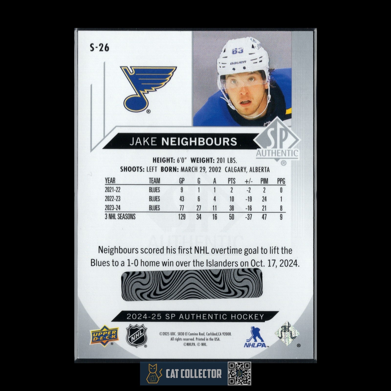 2024-25 UD SP Authentic JAKE NEIGHBOURS #S-26 Spectrum FX BOUNTY Unscratched
