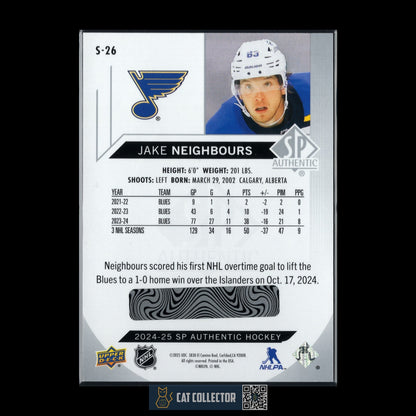 2024-25 UD SP Authentic JAKE NEIGHBOURS #S-26 Spectrum FX BOUNTY Unscratched