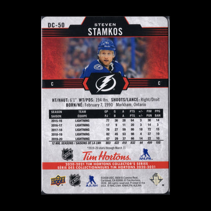 2020-21 UD Tim Hortons STEVEN STAMKOS #DC-50 Red Die Cut - Tampa Bay Lightning