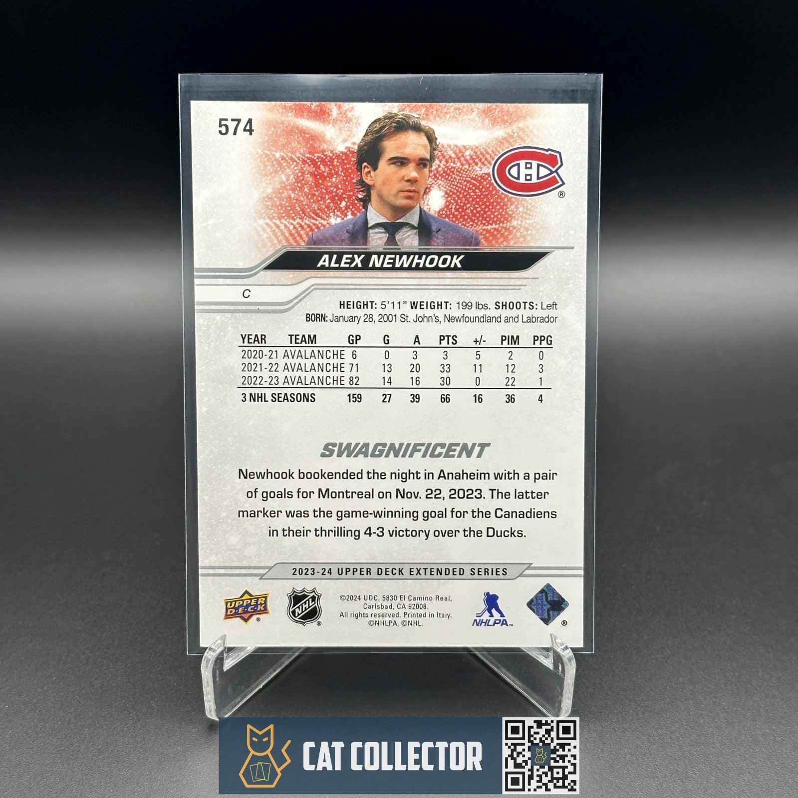 2023-24 UD Extended Series ALEX NEWHOOK #574 Swagnificient - Montreal Canadiens