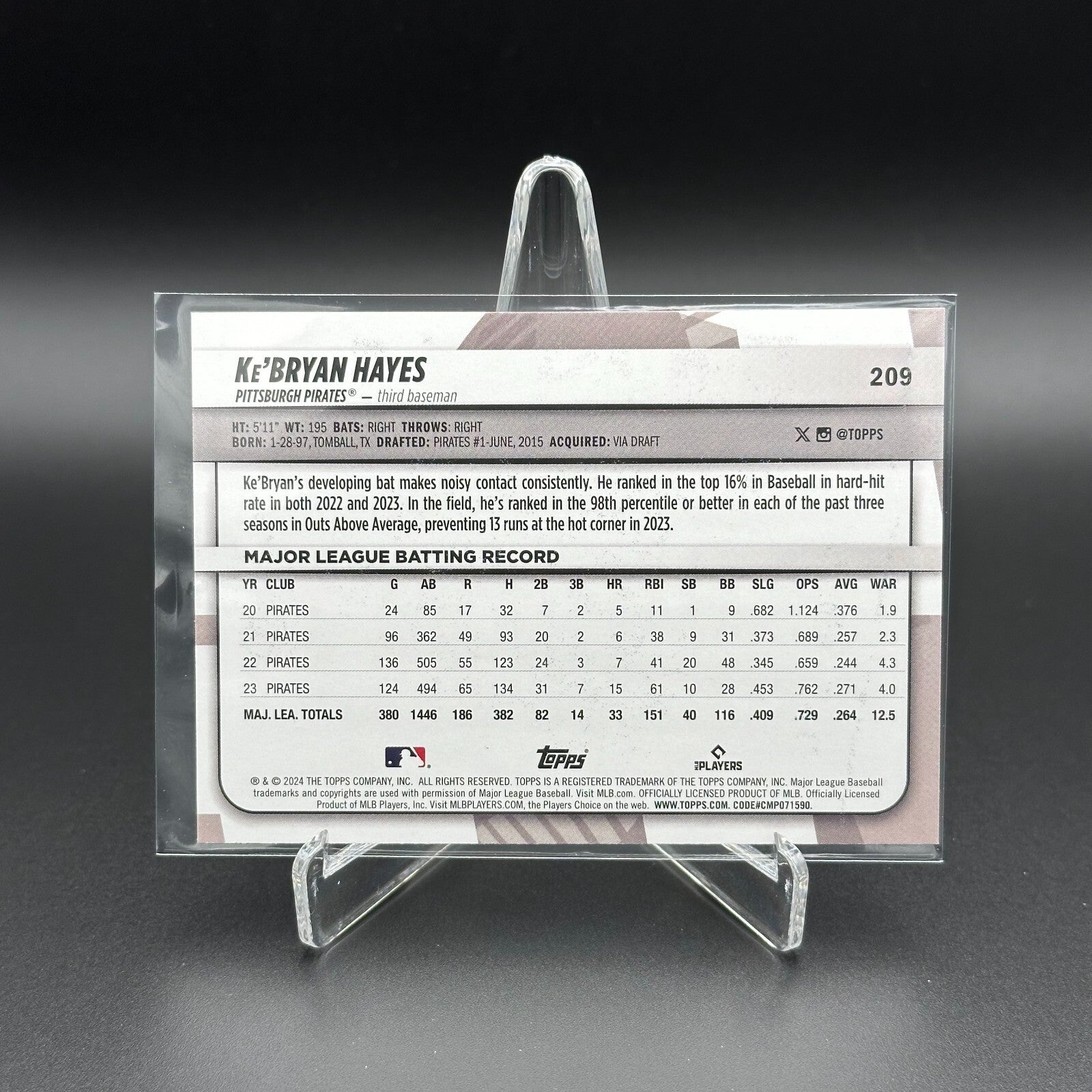 2024 Topps Big League KE'BRYAN HAYES #209 Rainbow foil - Pittsburgh Pirates