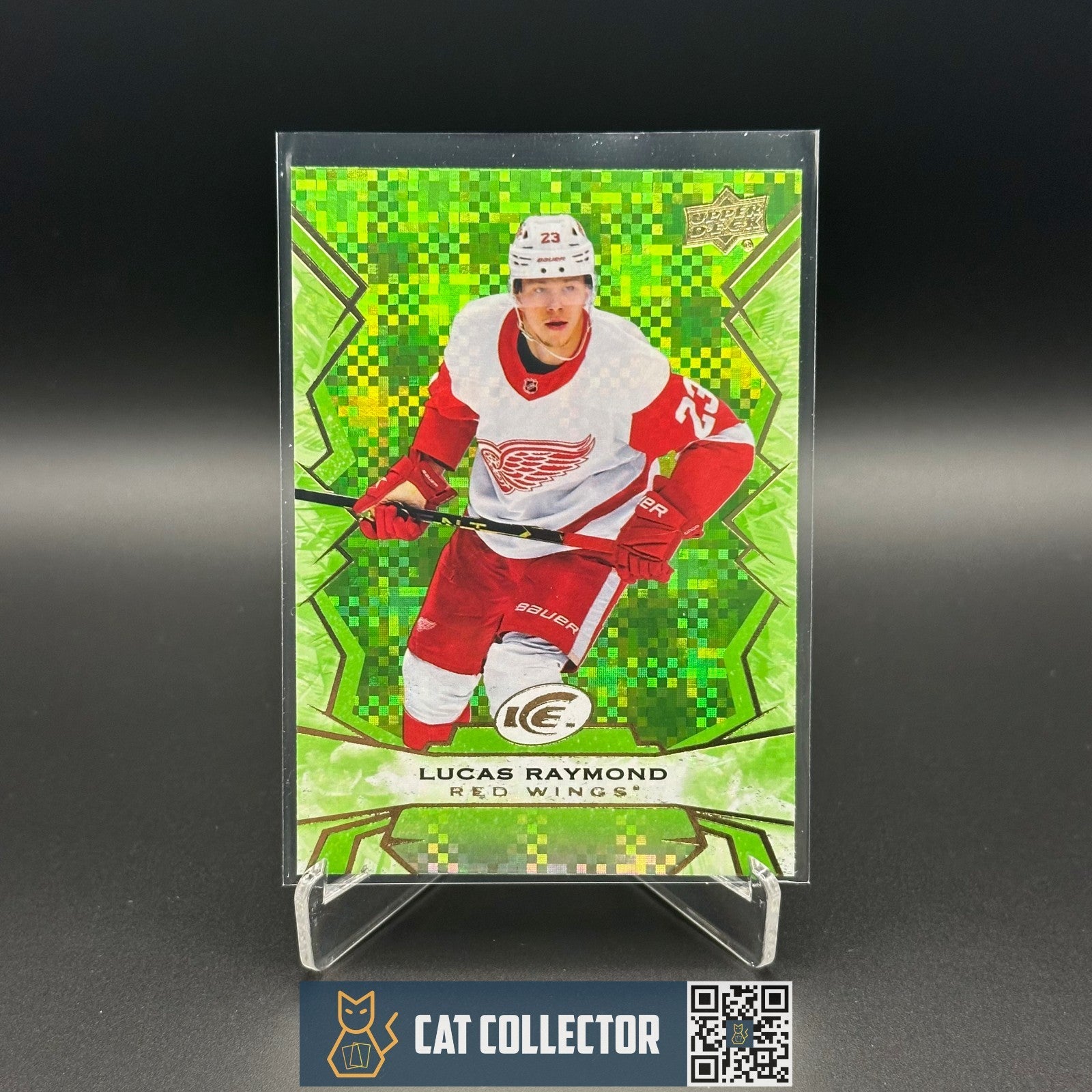 2022-23 UD Ice LUCAS RAYMOND #23 Green - Detroit Red Wings