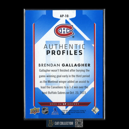 2023-24 UD SP Authentic BRENDAN GALLAGHER #AP-10 Authentic Profiles