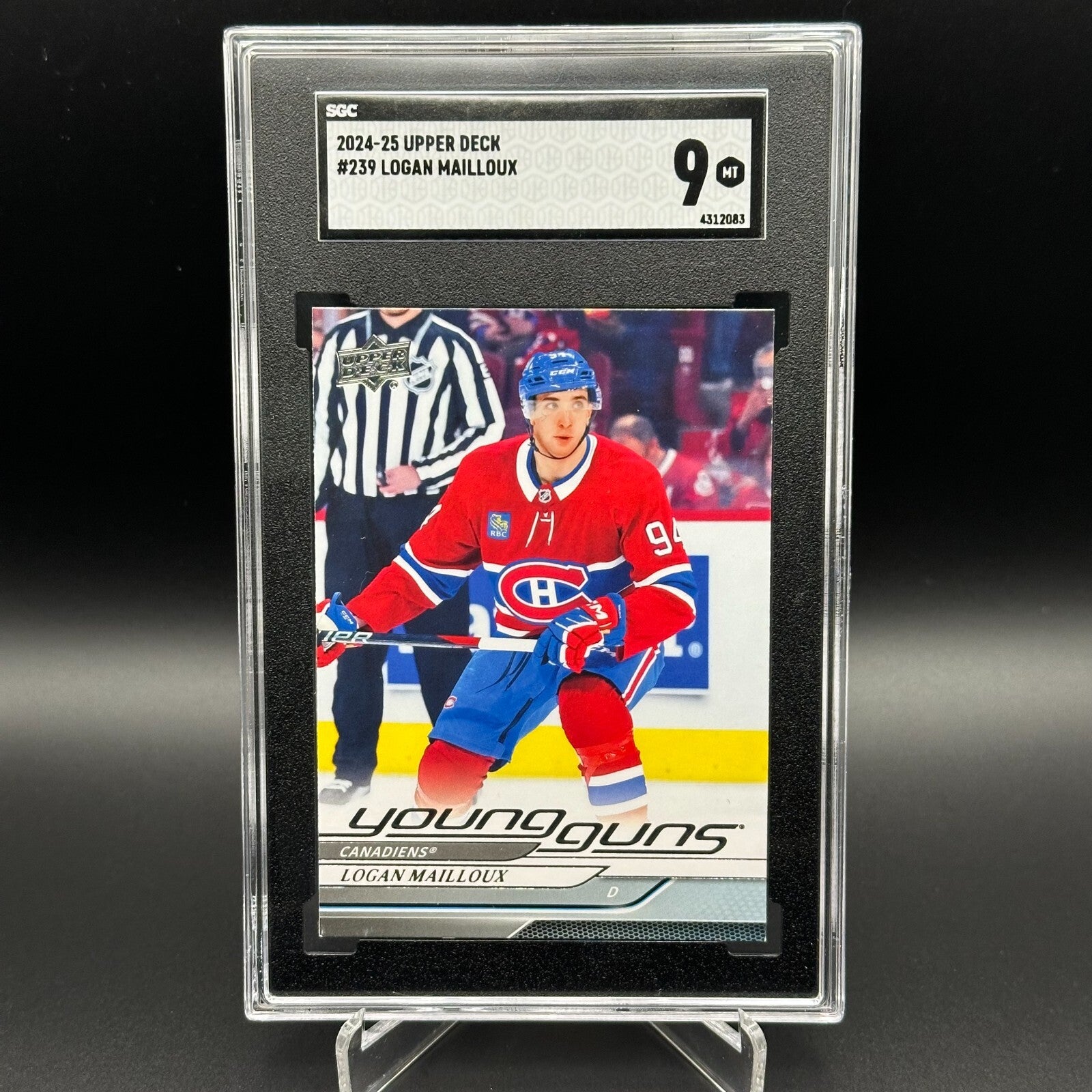 2024-25 UD Series 1 LOGAN MAILLOUX #239 Young guns RC Graded SGC 9