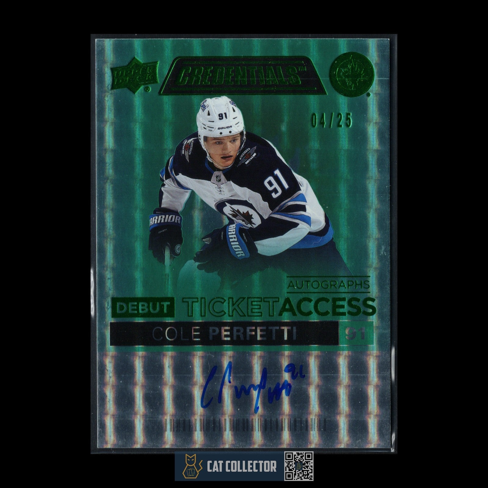 2021-22 UD Credentials COLE PERFETTI #DTAA-CP Debut Ticket Access AUTO /25 RC