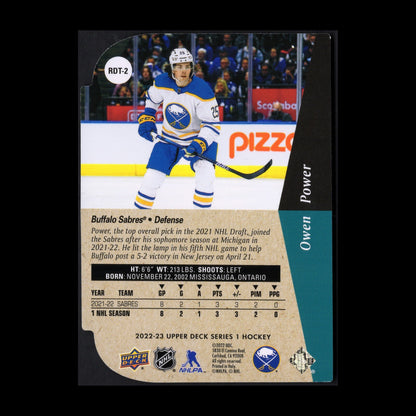 2022-23 UD Series 1 OWEN POWER #RDT-2 Rookie Gold Die-cut - Buffalo Sabres
