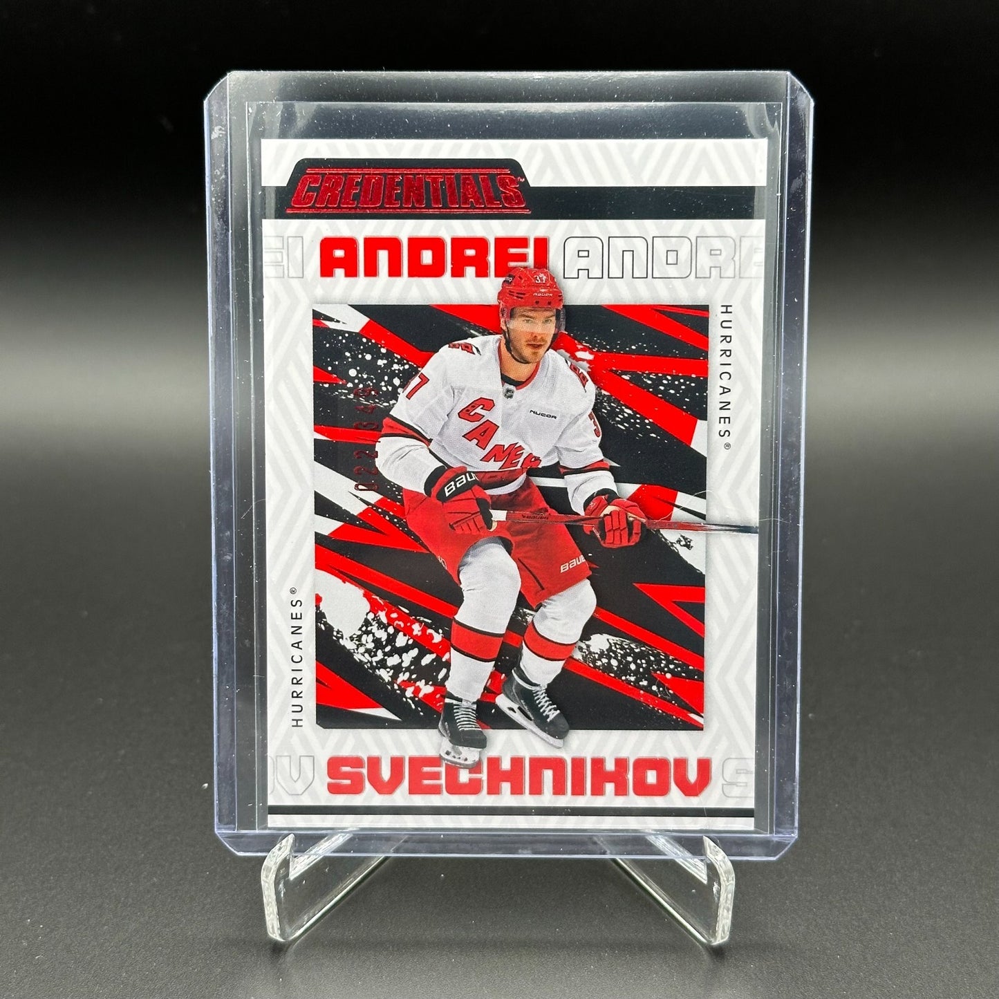 2023-24 UD Credentials ANDREI SVECHNIKOV #16 Red 22/349 - Carolina Hurricanes