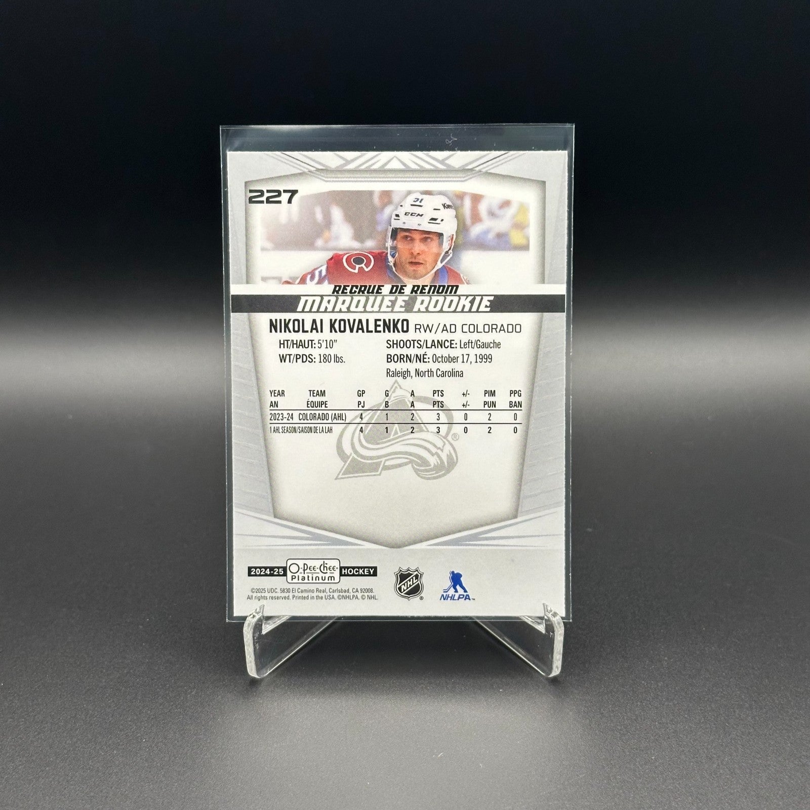 2024-25 O-Pee-Chee Platinum NIKOLAI KOVALENKO #227 Marquee Rookie RC