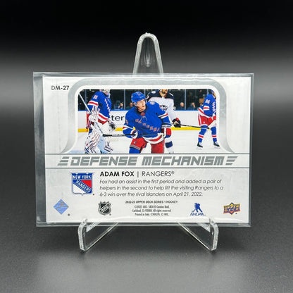2022-23 UD Series 1 ADAM FOX #DM-27 Defense mechanism - New York Rangers