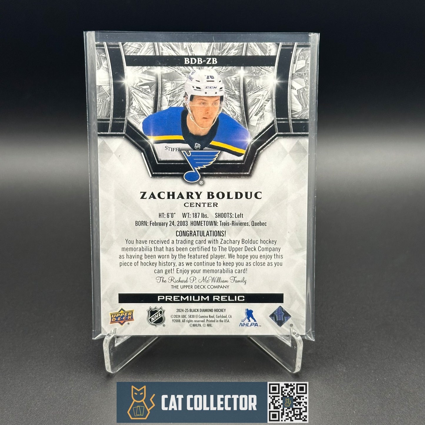 2024-25 Black Diamond ZACHARY BOLDUC #BDB-ZB Premium Relic RC /50 Patch 4 colors