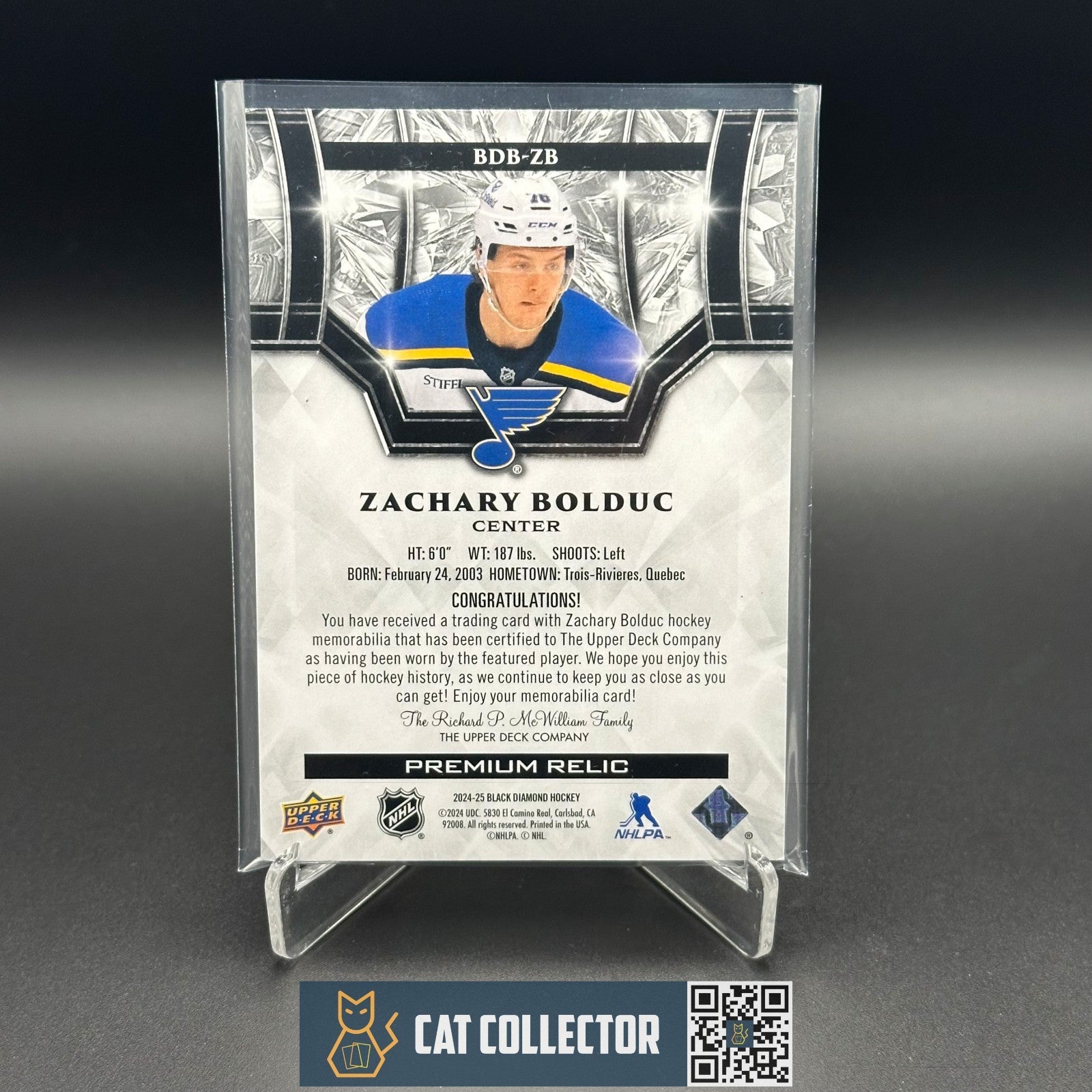 2024-25 Black Diamond ZACHARY BOLDUC #BDB-ZB Premium Relic RC /50 Patch 4 colors