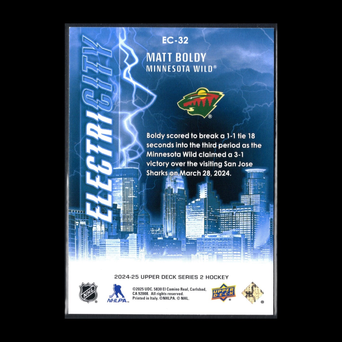 2024-25 UD Series 2 MATT BOLDY #EC-32 ElectriCITY
