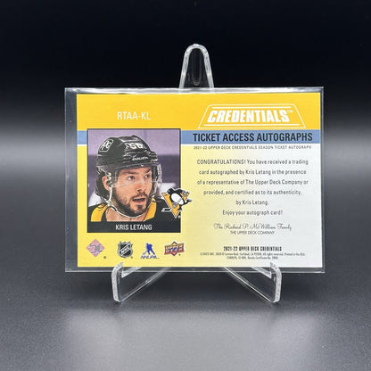 2021-22 UD Credentials KRIS LETANG #RTAA-KL Ticket Access Autographs /15