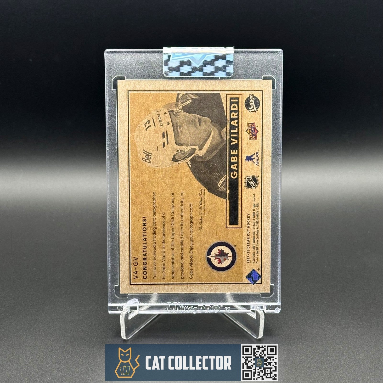 2024-25 UD Clear Cut GABE VILARDI #VA-GV Veteran Vintage Auto Winnipeg Jets